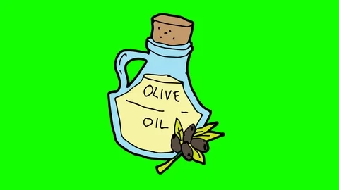 Kids drawing green screen with theme of olive oil Stock Footage 107425401