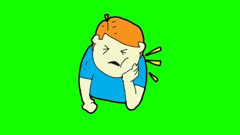 Kids drawing green screen with theme of tooth ache Stock Footage 108866598