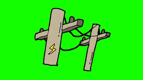 Kids drawing green screen with theme of power pole Stock Footage 108867899
