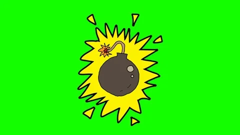Kids drawing green screen with theme of bomb Stock Footage 110886964