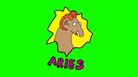 Kids drawing green screen with theme of Aries Stock Footage 110887112