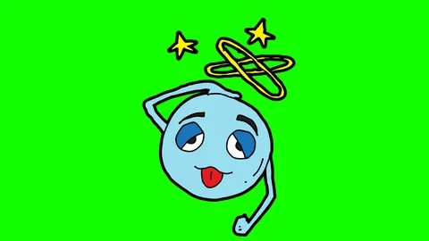 Kids drawing green screen with theme of dizzy emoticons Stock Footage 111858857
