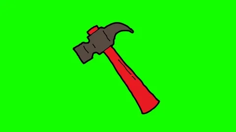 Kids drawing green screen with theme of hammer Stock Footage 111858875