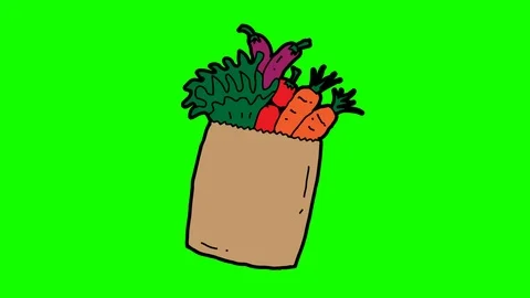 Kids drawing green screen with theme of vegetables Video stock 111858929