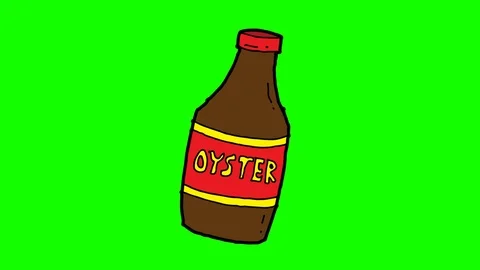 Kids drawing green screen with theme of Oyster sauce Stock Footage 111858940