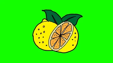 Kids drawing green screen with theme of lemon Stock Footage 111859236