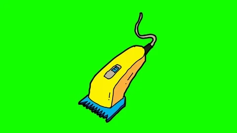 Kids drawing green screen with theme of hair shaver Stock Footage 112693980