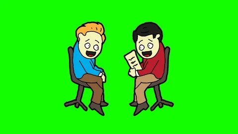 Kids drawing green screen with theme of interview Stock Footage 112694094