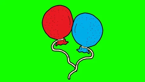 Kids drawing green screen with theme of balloon Video stock 112822929