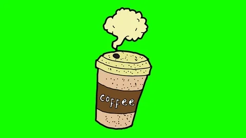 Kids drawing green screen with theme of coffee Stock Footage 112823325