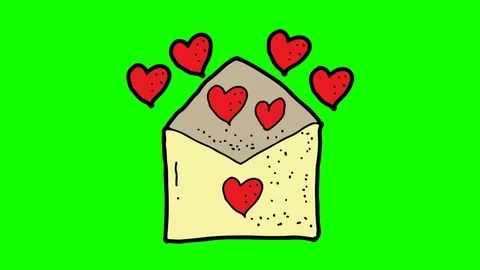 Kids drawing green screen with theme of love message Stock Footage 112823686