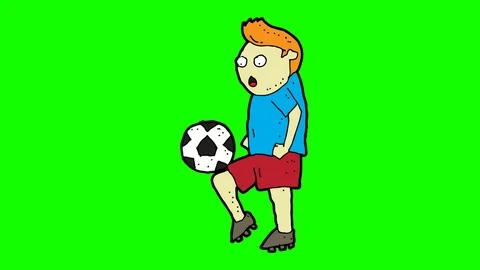 Kids drawing green screen with theme of soccer player Video stock 113266134