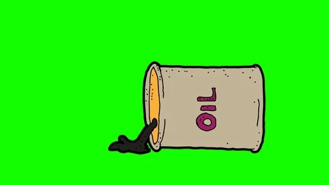 Kids drawing green screen with theme of oil barrel Stock Footage 113267129