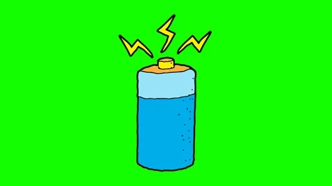 Kids drawing green screen with theme of battery Stock Footage 113504281