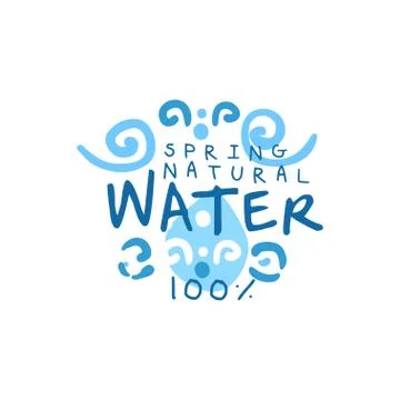 Kids drawing of pure water for logo or badge with text Illustrazione stock