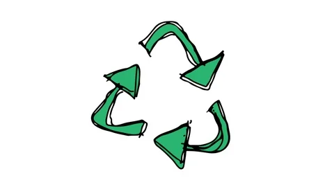 Kids drawing symbol white screen with theme of  recycle Stock Footage 100837657