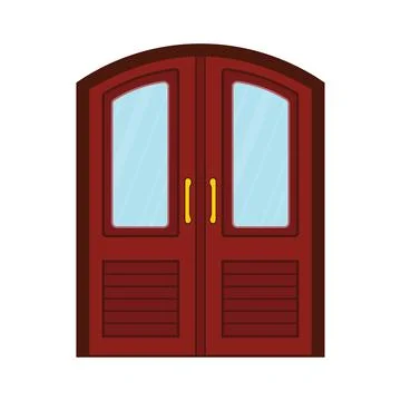 Kids drawing Vector illustration main hall double door Isolated on White Ba.. Illustration