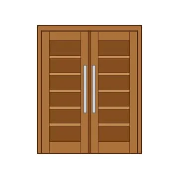 Kids drawing Vector illustration two panel stripped tile double door Isolat.. Stock Illustration