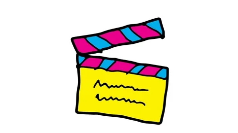 Kids drawing White Background with theme of Movie Clap Stock Footage 103186961