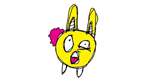 Kids drawing white screen with theme ofsurprised rabbit  Stock Footage 101185526