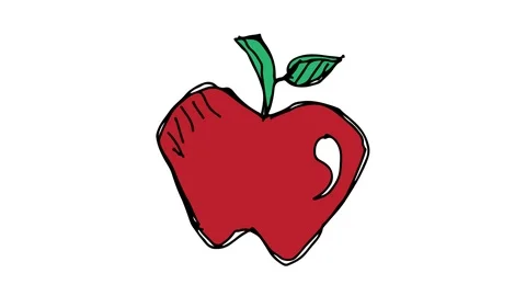Kids drawing white screen with theme of  Apple Stock Footage 101789152