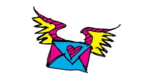 Kids drawing white screen with theme of  love message Stock Footage 101841056