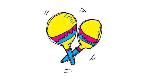 Kids drawing white screen with theme of shake percussion  Stock Footage 101946334