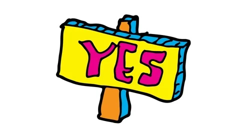 Kids drawing white screen with theme of yes Stock Footage 103234953