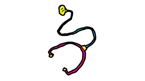 Kids drawing white screen with theme of stethoscope Stock Footage 103409305