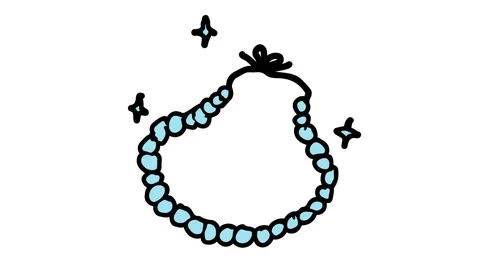 Kids drawing white screen with theme of pearl necklace Stock Footage 103409423
