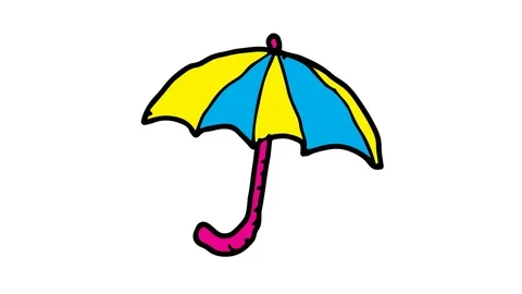 Kids drawing white screen with theme of umbrella Vídeos de archivo 103409525