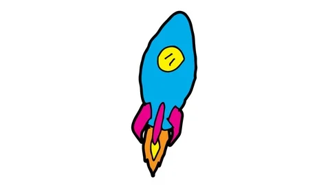 Kids drawing white screen with theme of rocket Stock Footage 103409622