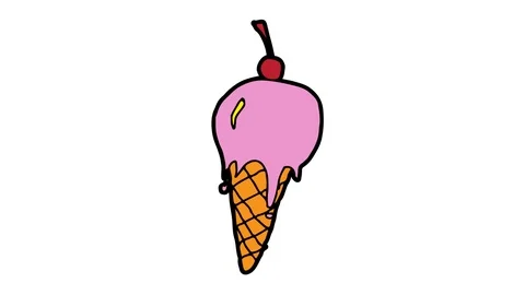 Kids drawing white screen with theme of ice cream Stock Footage 103410427