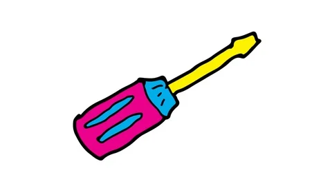 Kids drawing white screen with theme of screwdriver Stock Footage 103412899