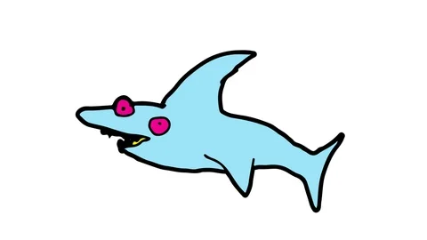 Kids drawing white screen with theme of shark Stock Footage 103955136