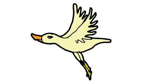 Kids drawing white screen with theme of goose Stock Footage 103956145
