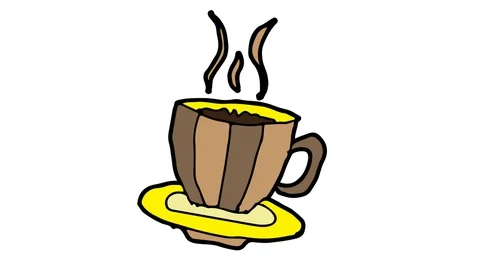 Kids drawing white screen with theme of coffee Stock Footage 103957616