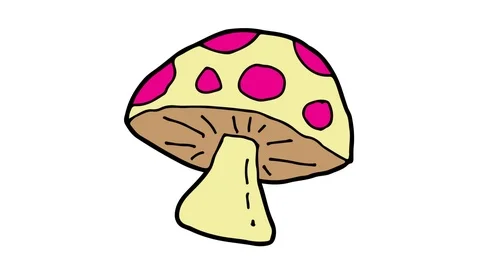 Kids drawing white screen with theme of mushrooms Stock Footage 103957981