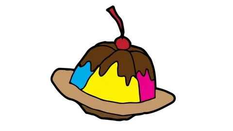 Kids drawing white screen with theme of pudding Stock Footage 103958039