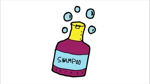 Kids drawing white screen with theme of shampoo Stock Footage 103958522