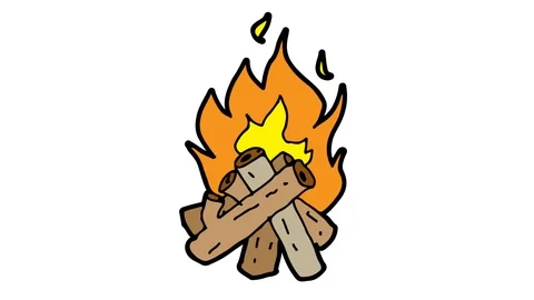 Kids drawing white screen with theme of bonfire Stock Footage 105447460
