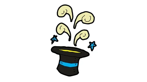 Kids drawing white screen with theme of magic hat Video stock 105449444