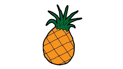 Kids drawing white screen with theme of pineapple Stock Footage 105451742