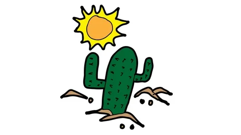 Kids drawing white screen with theme of Cactus Stock Footage 106091605