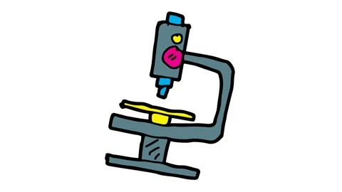 Kids drawing white screen with theme of microscope Stock Footage 106094552