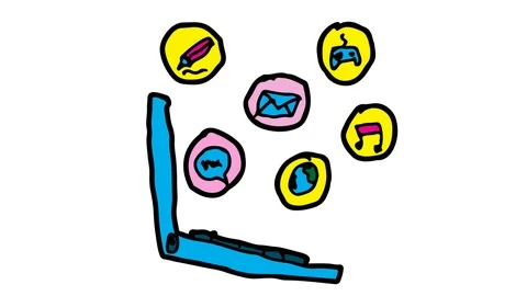 Kids drawing white screen with theme of application developer Stock Footage 106095165