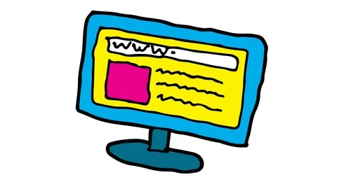 Kids drawing white screen with theme of website Stock Footage 106528155