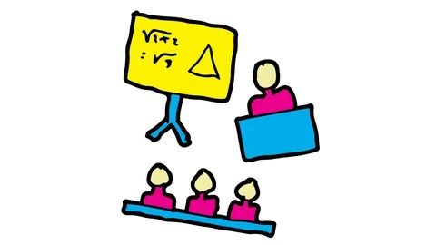 Kids drawing white screen with theme of classroom Stock Footage 106528163