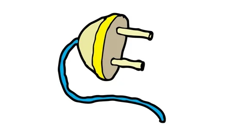 Kids drawing white screen with theme of electric socket Stock Footage 106528627