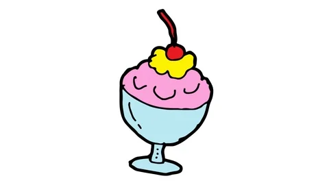 Kids drawing white screen with theme of ice cream Stock Footage 106528698